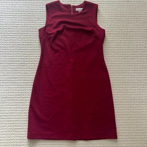 Calvin Klein Burgundy Red Fitted Sleeveless Dress